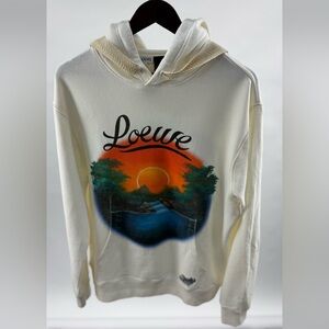 Loewe Cream Hoodie with Graphic Design